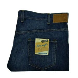 Haggar Men's Jeans Size 44x32 Straight Fit Blue Denim Distressed New 100% Cotton